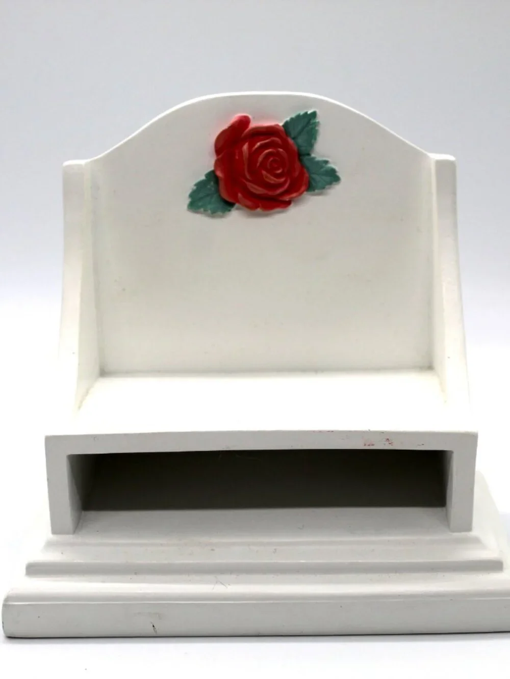 Hallmark Perpetual Desk Calendar White Wood Block With Red Rose Heavy Duty Vtg